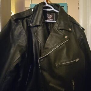 Allstate Mens heavy leather Motorcycle Jacket-size 52
